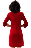 Back view of the Gretchen Scott Ruff Neck Dress - Silky Velvet - Red