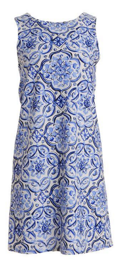 Jude Connally Beth Dress in Painted Tile Cobalt