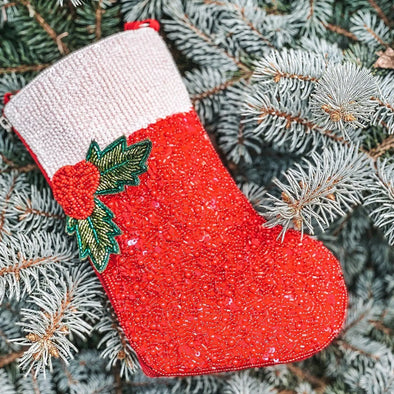 Front view of the Beaded Club Bag - Stocking