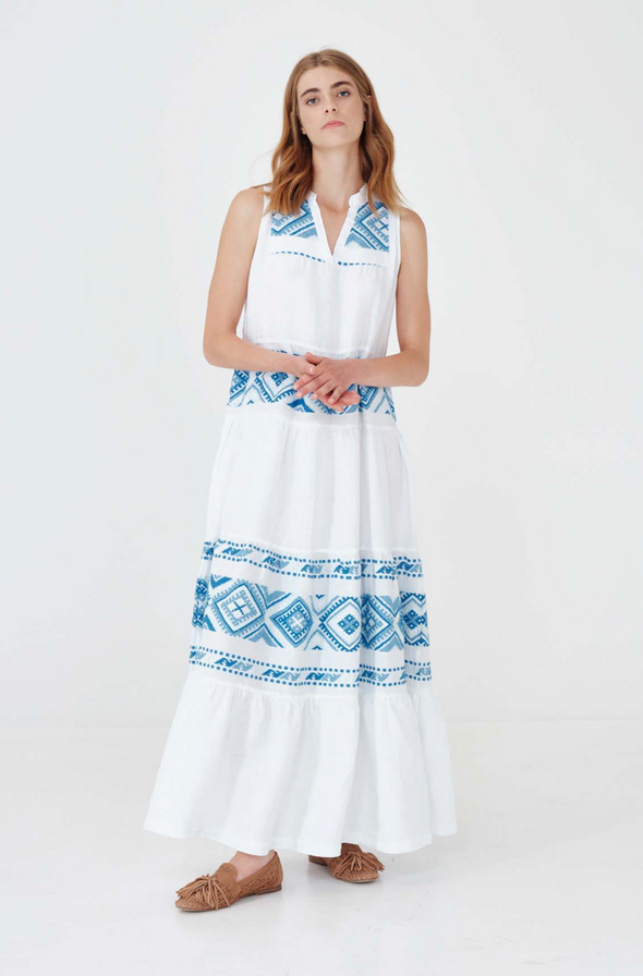 Haris Cotton Calypso Dress - White Lapis