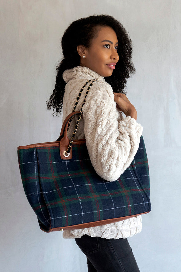Sloane Chain Bag on the shoulder of model