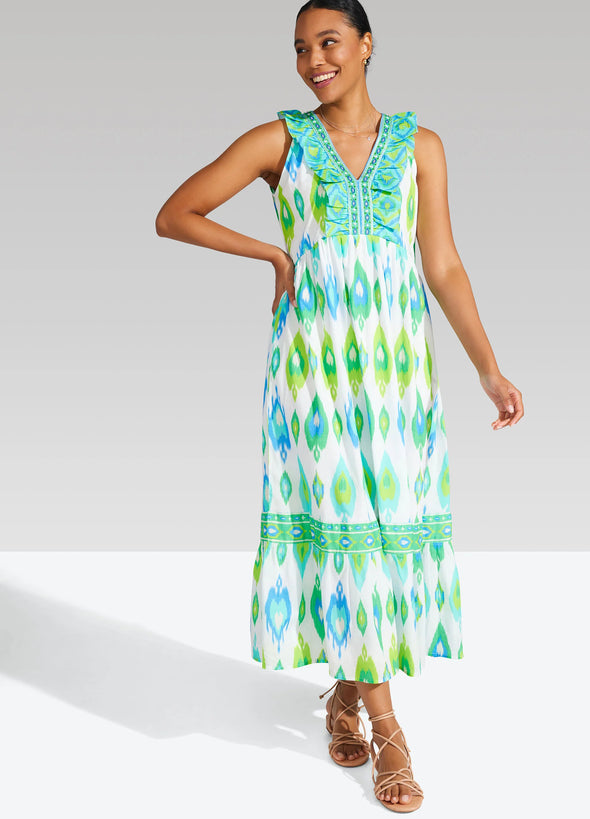 Bella Tu Cefalu Maxi Dress - Ikat Turquoise