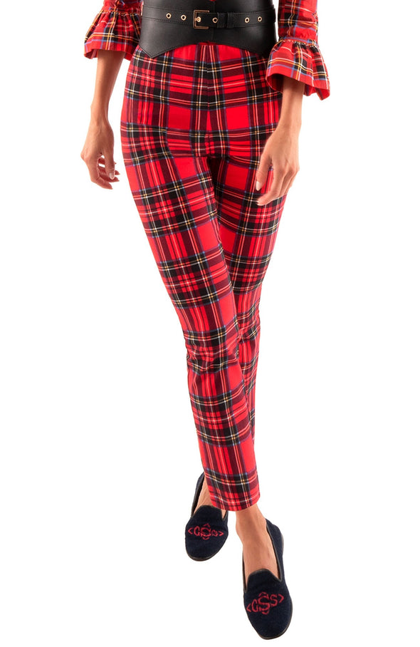 Front view of the Gretchen Scott Pull On Pant - Duke Of York - Red/Multi