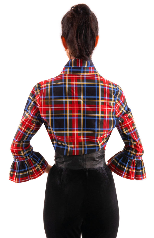 Back view of Gretchen Scott Priss Blouse in Duke Of York Black/Multi