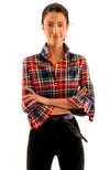 Front view of the Gretchen Scott Priss Blouse in Duke of York Black/Multi