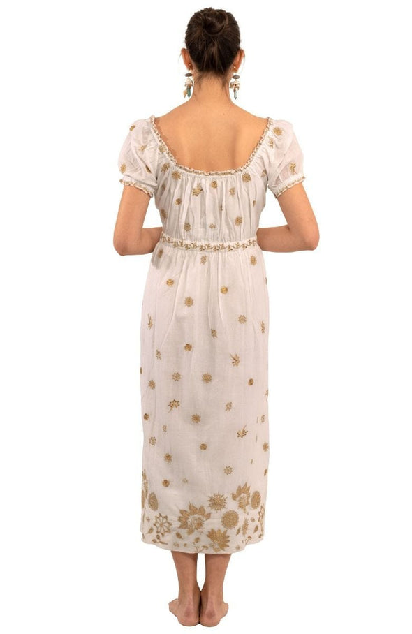 Back view of Gretchen Scott Big Love Maxi Dress in White/Gold