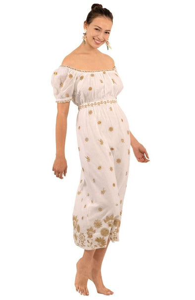 Front view of Gretchen Scott Big Love Maxi Dress in White/Gold