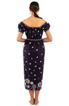 Back view of model in Gretchen Scott Big Love Maxi Dress - Navy