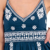 Close view of top on Gretchen Scott Fiesta Time Dress in Navy/White