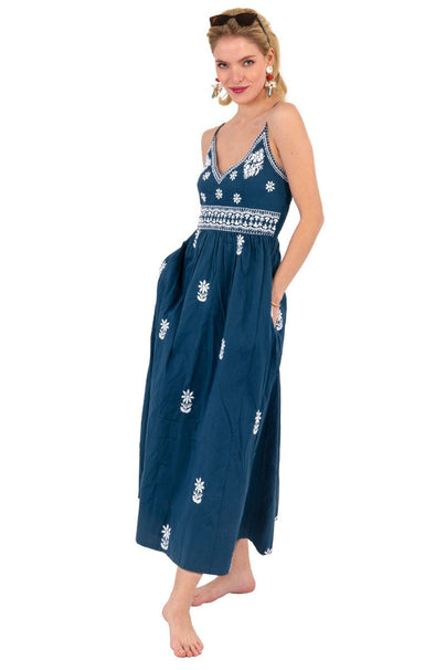 Front view of Gretchen Scott Fiesta Time Dress in Navy/White