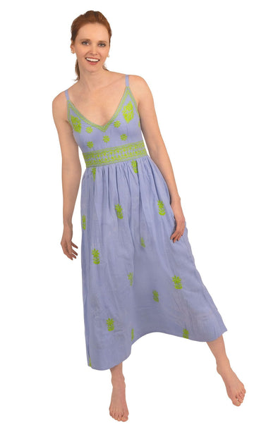 Full length image of Gretchen Scott Fiesta Time Dress in Periwinkle/Lime
