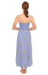 Back view of Gretchen Scott Fiesta Time Dress in Periwinkle/Lime