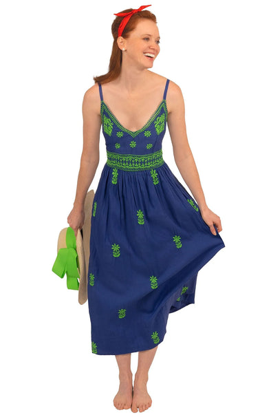 Full view image of Gretchen Scott Fiesta Time Dress in Royal/Kelly