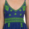 Close up view of Gretchen Scott Fiesta Time Dress in Royal/Kelly