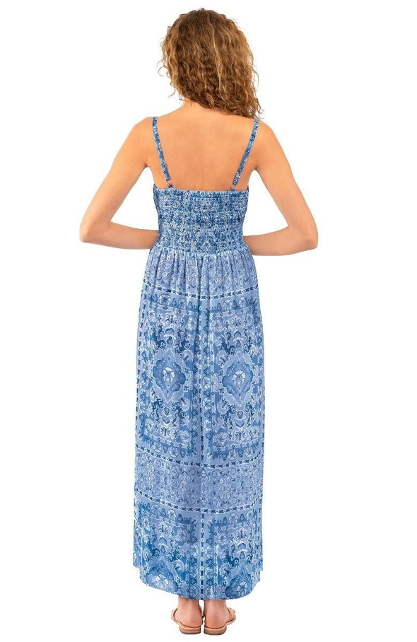 Back view of Gretchen Scott Fiesta Maxi Dress - Watteau - Blues
