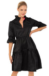 Front view of the Gretchen Scott Teardrop Dress - Faille - Black