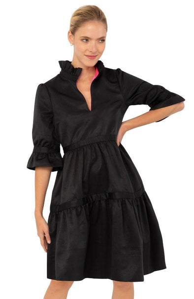 Front view of the Gretchen Scott Teardrop Dress - Faille - Black