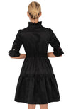Back view of the Gretchen Scott Teardrop Dress - Faille - Black