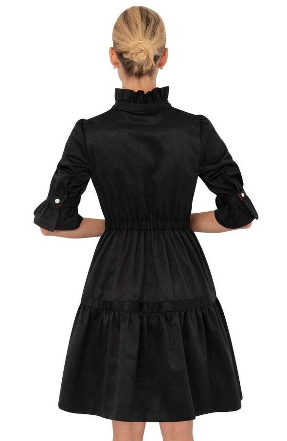 Back view of the Gretchen Scott Teardrop Dress - Faille - Black