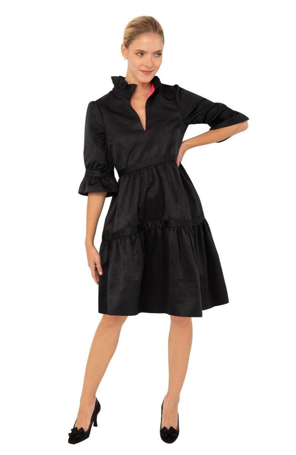 Full body view of the Gretchen Scott Teardrop Dress - Faille - Black