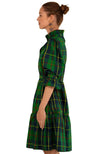 Side view of Gretchen Scott Teardrop Dress Plaidly Cooper in Green Plaid