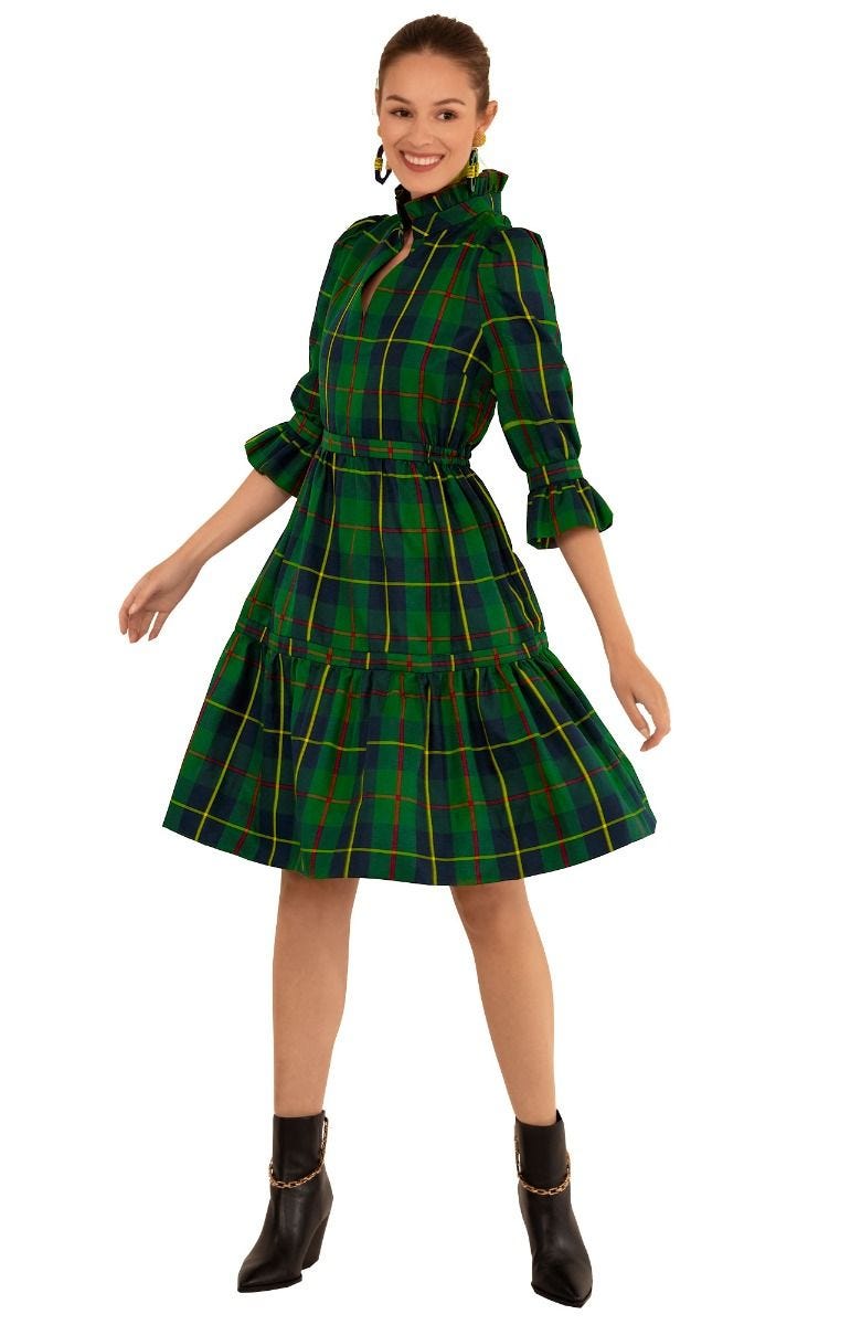 Teardrop Dress - Plaidly Cooper Green Multi / XS Teardrop Dress - Plaidly Cooper Green Multi / XS