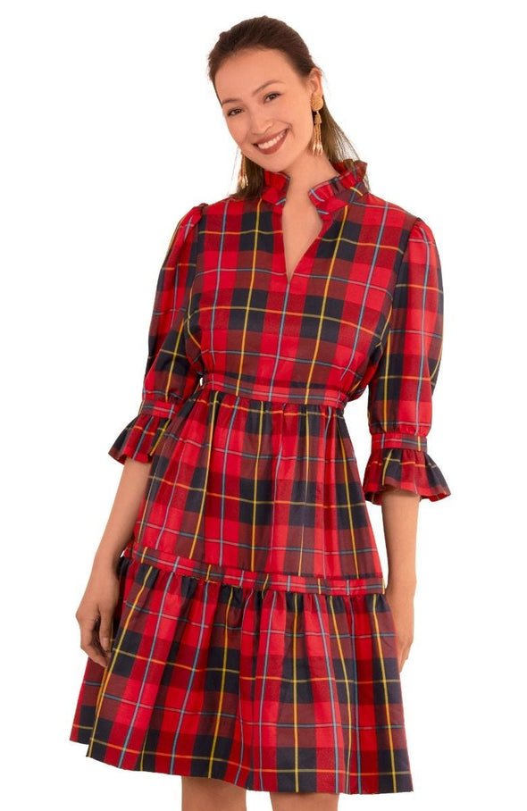 Front view of the Gretchen Scott Teardrop Dress - Plaidly Cooper - Red Plaid