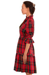 Side view of the Gretchen Scott Teardrop Dress - Plaidly Cooper - Red Plaid