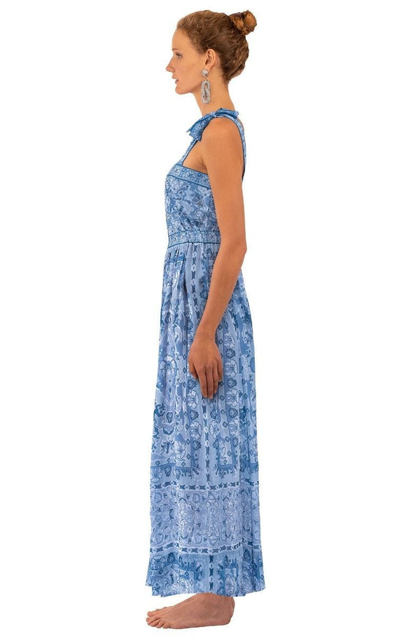 Side View of Gretchen Scott Fun In The Sun Dress - Watteau - Blues
