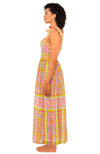 Side view of Gretchen Scott Fun In The Sun Dress - Watteau - Pink/Lime
