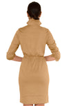Back view of the Gretchen Scott Twist and Shout Dress - Ultra Suede - Beige