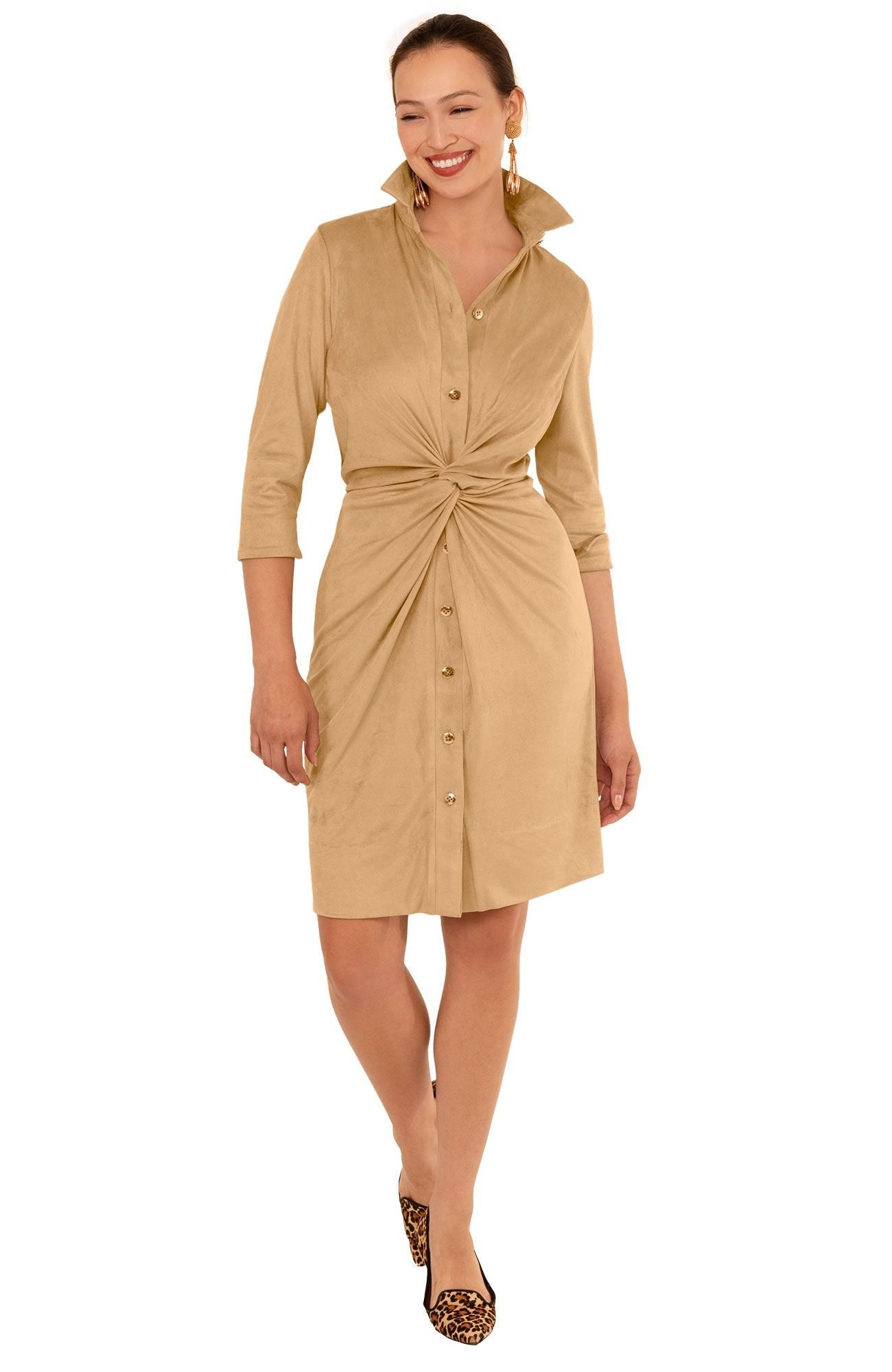 Ultra Suede Twist & Shout Dress Beige / L Ultra Suede Twist & Shout Dress Beige / L
