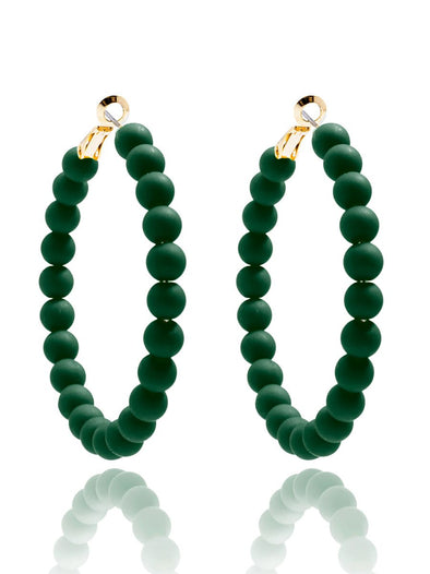 Zenzii Matte Beaded Hoop Earring - Emerald