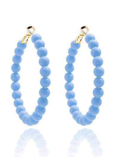 Zenzii Matte Beaded Hoop Earring - Light Blue