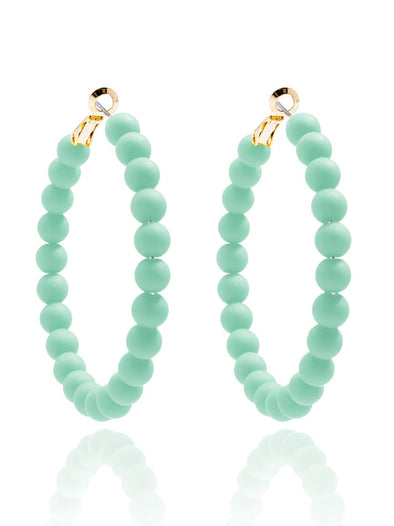 Zenzii Matte Beaded Hoop Earring - Mint