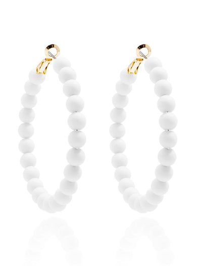 Zenzii Matte Beaded Hoop Earring - White