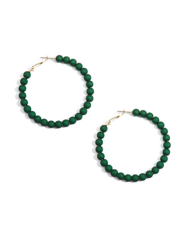 Zenzii Matte Beaded Hoop Earring - Emerald