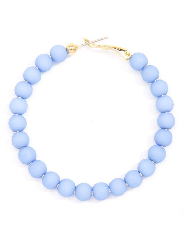 Zenzii Matte Beaded Hoop Earring - Light Blue