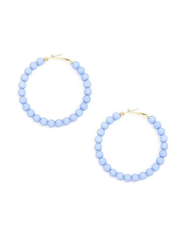 Zenzii Matte Beaded Hoop Earring - Light Blue