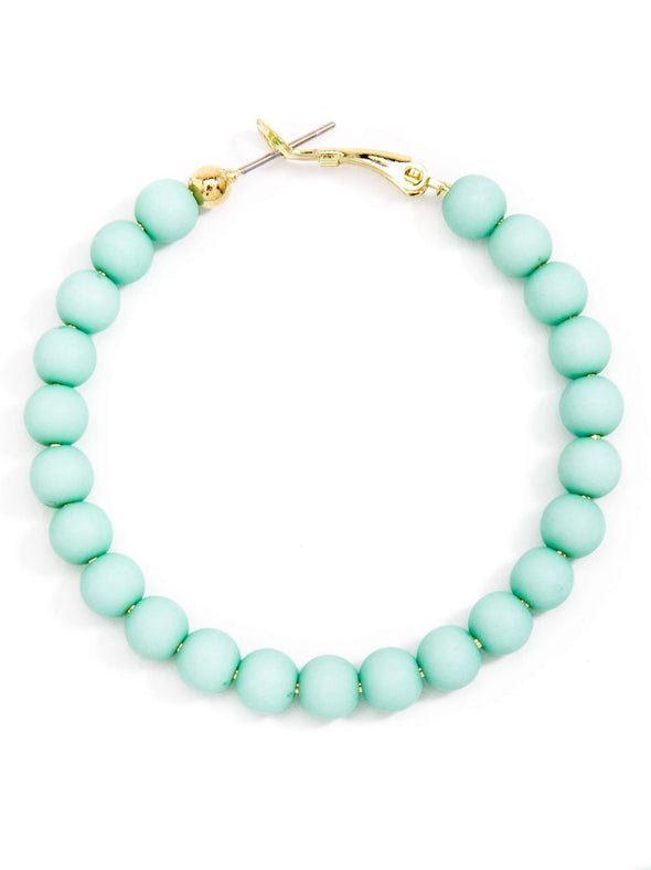 Zenzii Matte Beaded Hoop Earring - Mint