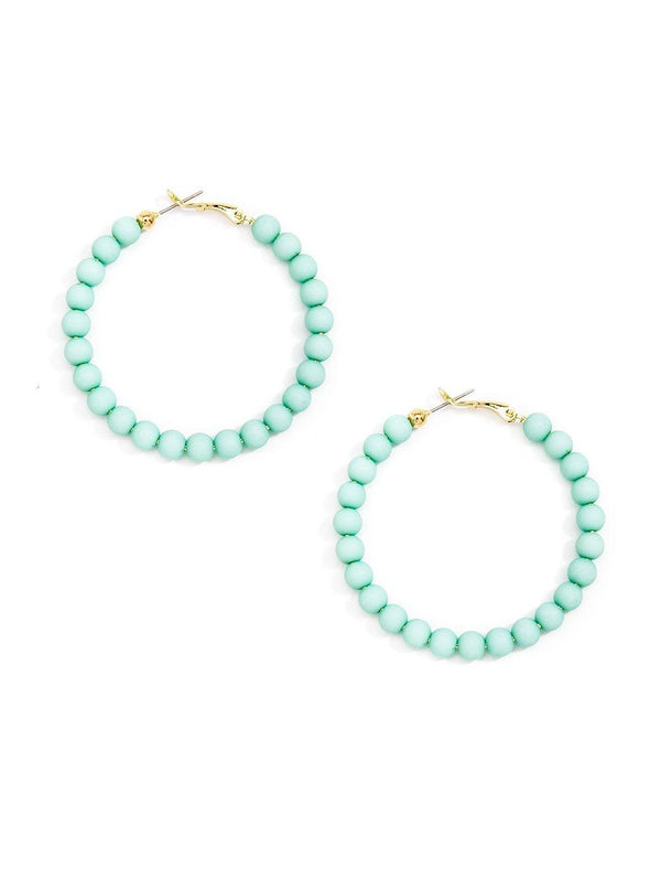 Zenzii Matte Beaded Hoop Earring - Mint