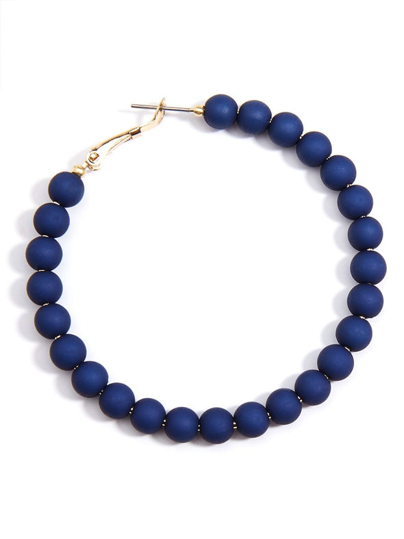 Zenzii Matte Beaded Hoop Earring - Navy