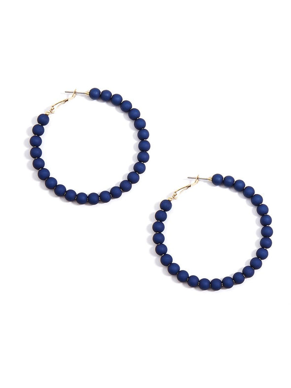 Zenzii Matte Beaded Hoop Earring - Navy