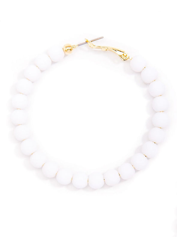 Zenzii Matte Beaded Hoop Earring - White