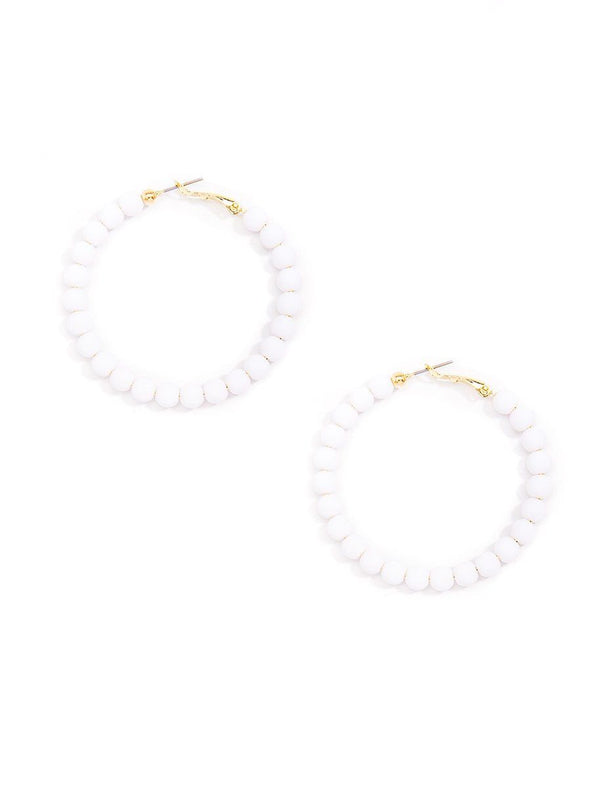 Zenzii Matte Beaded Hoop Earring - White
