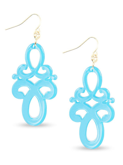 Zenzii Double Scroll Drop Earring - Bright Blue