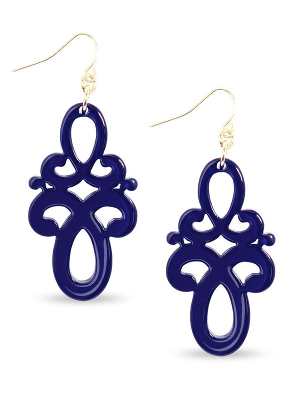 Zenzii Double Scroll Drop Earring - Navy