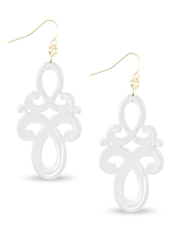 Zenzii Double Scroll Drop Earring - White