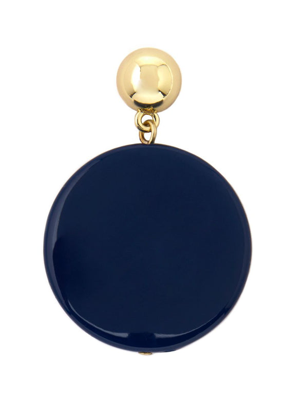 Zenzii Resisn and Metal Circle Drop Earring - Navy