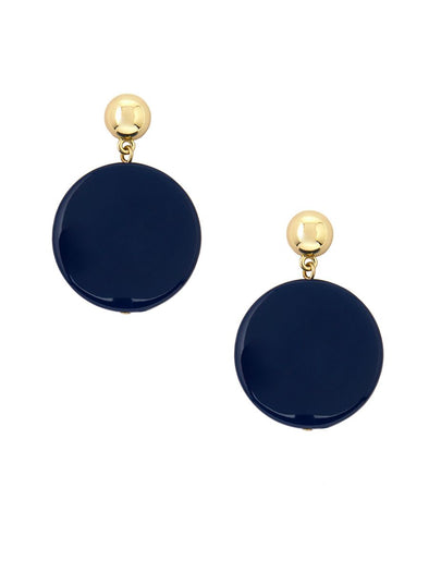Zenzii Resisn and Metal Circle Drop Earring - Navy
